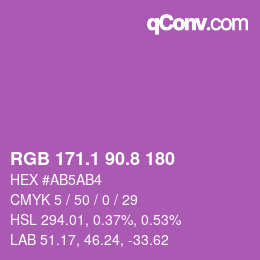 カラーコード: RGB 171.1 90.8 180 | qconv.com