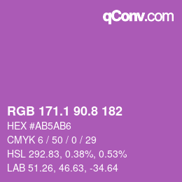 カラーコード: RGB 171.1 90.8 182 | qconv.com