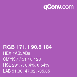 カラーコード: RGB 171.1 90.8 184 | qconv.com