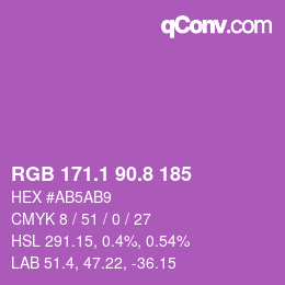 カラーコード: RGB 171.1 90.8 185 | qconv.com