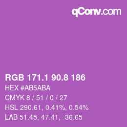 カラーコード: RGB 171.1 90.8 186 | qconv.com