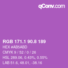 カラーコード: RGB 171.1 90.8 189 | qconv.com