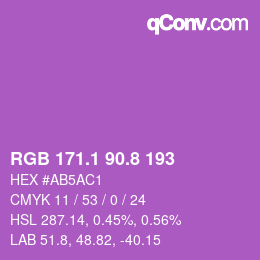 カラーコード: RGB 171.1 90.8 193 | qconv.com