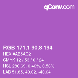 カラーコード: RGB 171.1 90.8 194 | qconv.com