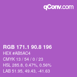 カラーコード: RGB 171.1 90.8 196 | qconv.com