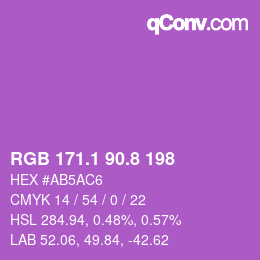 カラーコード: RGB 171.1 90.8 198 | qconv.com