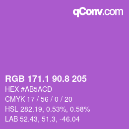 カラーコード: RGB 171.1 90.8 205 | qconv.com
