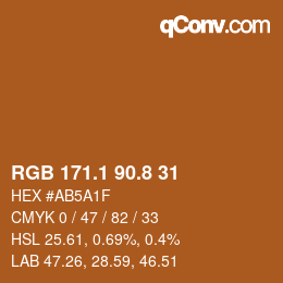 Color code: RGB 171.1 90.8 31 | qconv.com