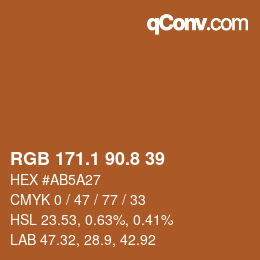 カラーコード: RGB 171.1 90.8 39 | qconv.com