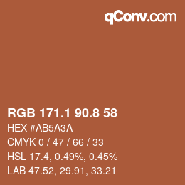 カラーコード: RGB 171.1 90.8 58 | qconv.com