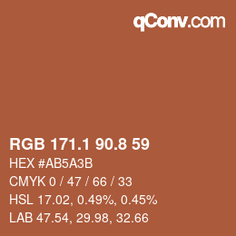 カラーコード: RGB 171.1 90.8 59 | qconv.com