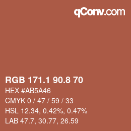 Color code: RGB 171.1 90.8 70 | qconv.com