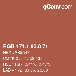 Color code: RGB 171.1 90.8 71 | qconv.com