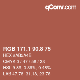 Code couleur: RGB 171.1 90.8 75 | qconv.com