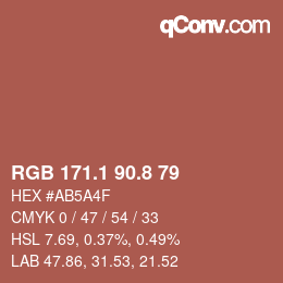 カラーコード: RGB 171.1 90.8 79 | qconv.com