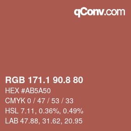 Color code: RGB 171.1 90.8 80 | qconv.com