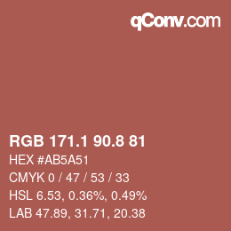 Color code: RGB 171.1 90.8 81 | qconv.com