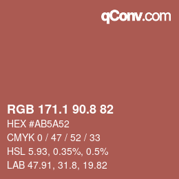 カラーコード: RGB 171.1 90.8 82 | qconv.com