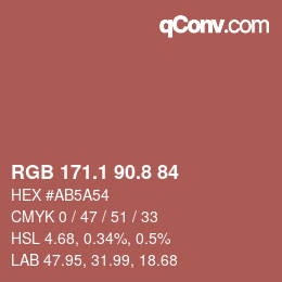 カラーコード: RGB 171.1 90.8 84 | qconv.com