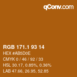 カラーコード: RGB 171.1 93 14 | qconv.com
