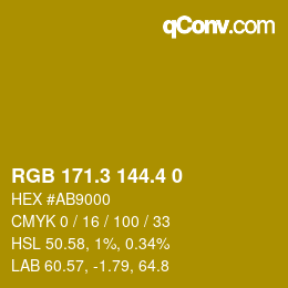 カラーコード: RGB 171.3 144.4 0 | qconv.com