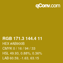 カラーコード: RGB 171.3 144.4 11 | qconv.com