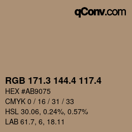 カラーコード: RGB 171.3 144.4 117.4 | qconv.com