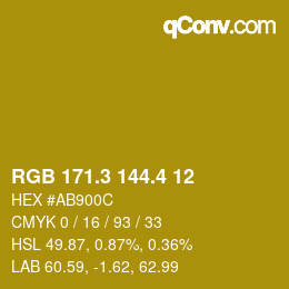 カラーコード: RGB 171.3 144.4 12 | qconv.com
