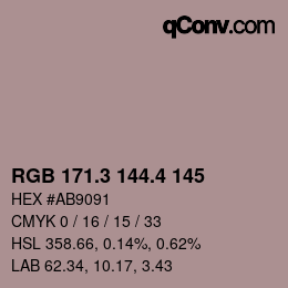 カラーコード: RGB 171.3 144.4 145 | qconv.com