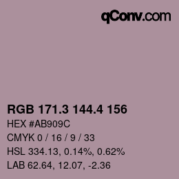 カラーコード: RGB 171.3 144.4 156 | qconv.com