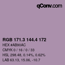 カラーコード: RGB 171.3 144.4 172 | qconv.com