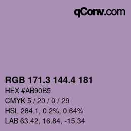 カラーコード: RGB 171.3 144.4 181 | qconv.com