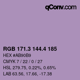 カラーコード: RGB 171.3 144.4 185 | qconv.com