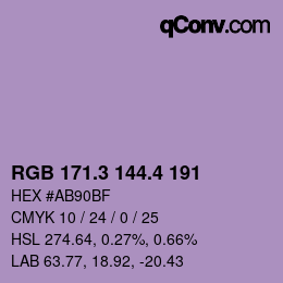 カラーコード: RGB 171.3 144.4 191 | qconv.com