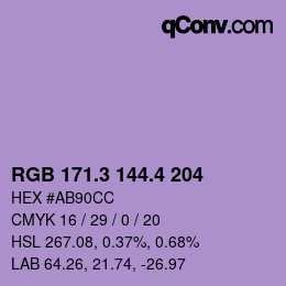 カラーコード: RGB 171.3 144.4 204 | qconv.com