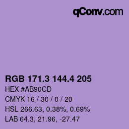 カラーコード: RGB 171.3 144.4 205 | qconv.com