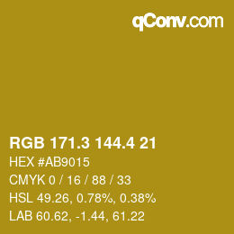 カラーコード: RGB 171.3 144.4 21 | qconv.com