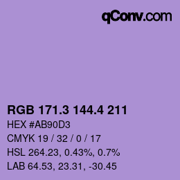 カラーコード: RGB 171.3 144.4 211 | qconv.com