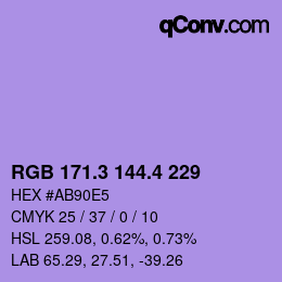 カラーコード: RGB 171.3 144.4 229 | qconv.com