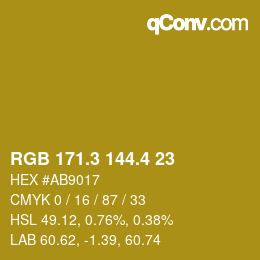 カラーコード: RGB 171.3 144.4 23 | qconv.com