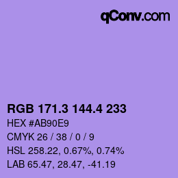 カラーコード: RGB 171.3 144.4 233 | qconv.com