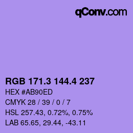 カラーコード: RGB 171.3 144.4 237 | qconv.com