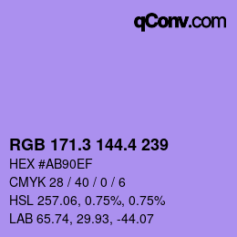 カラーコード: RGB 171.3 144.4 239 | qconv.com