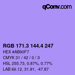 カラーコード: RGB 171.3 144.4 247 | qconv.com