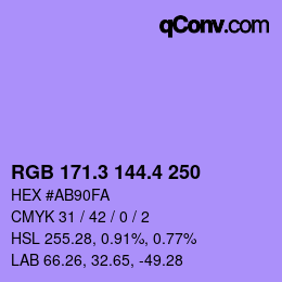 カラーコード: RGB 171.3 144.4 250 | qconv.com