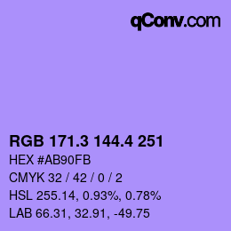 カラーコード: RGB 171.3 144.4 251 | qconv.com