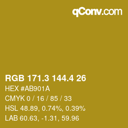 カラーコード: RGB 171.3 144.4 26 | qconv.com