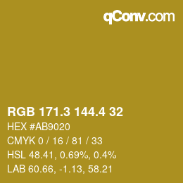 カラーコード: RGB 171.3 144.4 32 | qconv.com