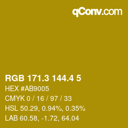 カラーコード: RGB 171.3 144.4 5 | qconv.com