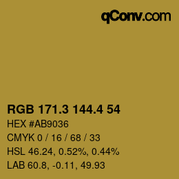 カラーコード: RGB 171.3 144.4 54 | qconv.com
